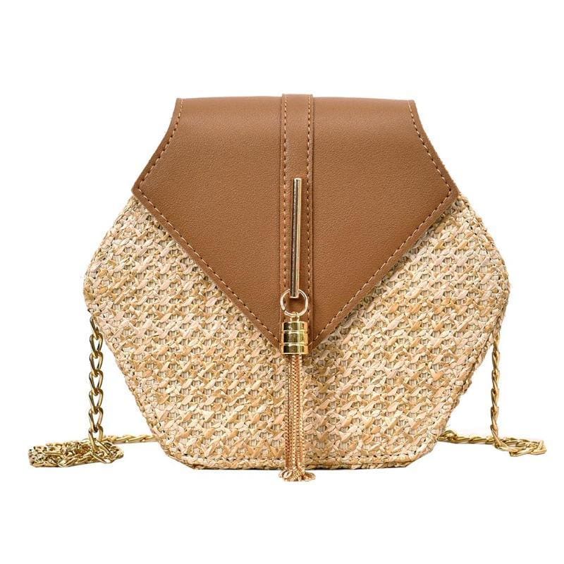 Straw Handmade Handbags - Brown A - Top-Handle Bags