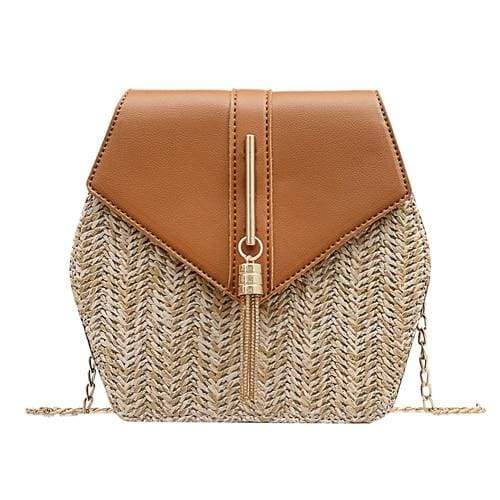 Straw Handmade Handbags - Brown B - Top-Handle Bags