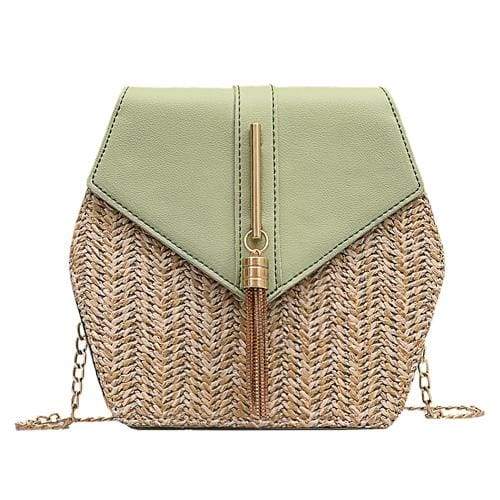 Straw Handmade Handbags - Green B - Top-Handle Bags