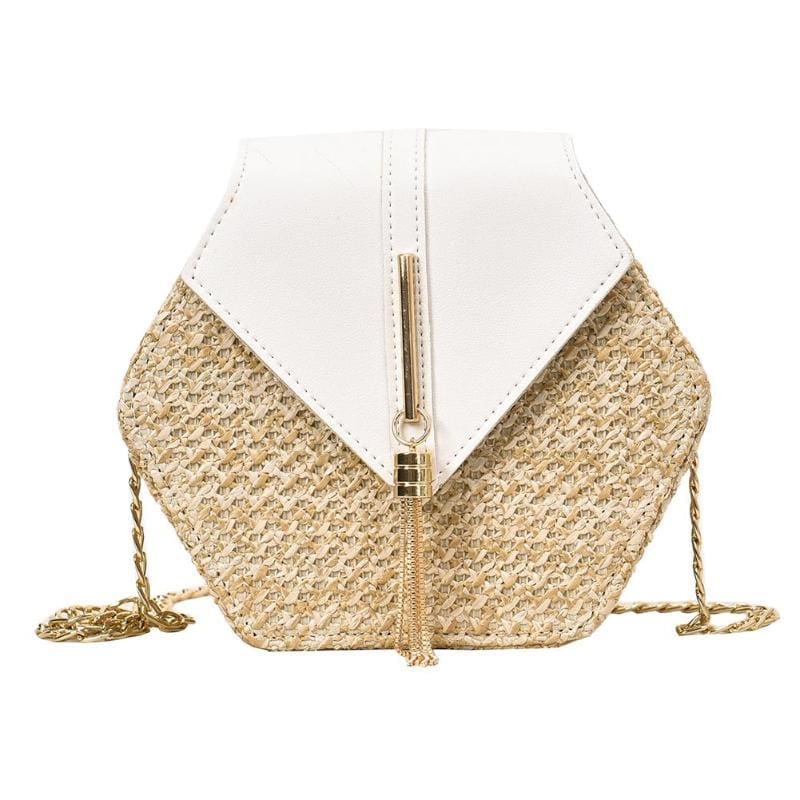 Straw Handmade Handbags - White A - Top-Handle Bags