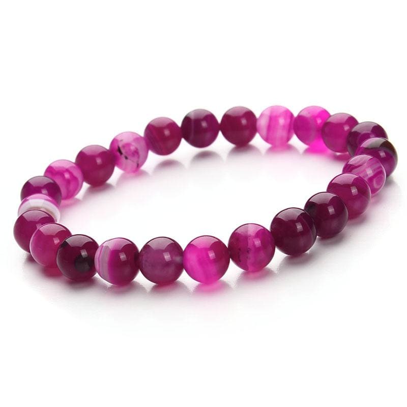 Summer Style Natural Stone Beads Bracelet - Rose Stripe - Charm Bracelets