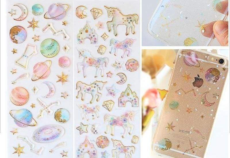 Sweet dream star & unicorn stickers - Stationery Sticker