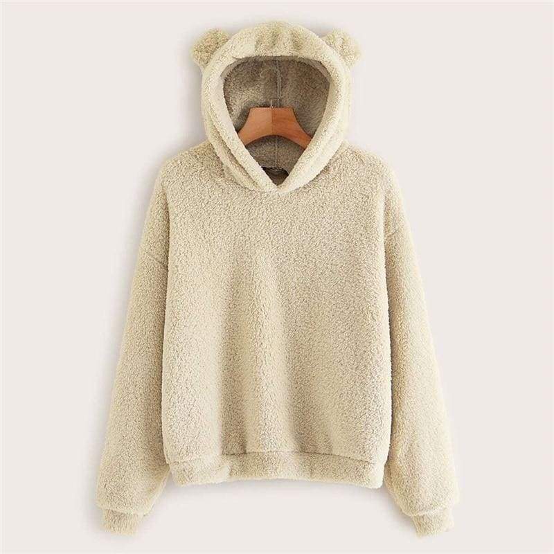 Teddy Hoodie Bears Ears Solid Just For You - Women Clothing