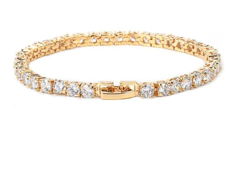 Tennis Chain Copper 24 Carat Gold Plated Bracelet - 3MM GOLD / 18CM - Chain & Link Bracelets