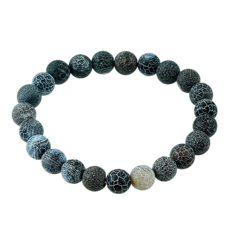 Transfer luck Purple Bracelet Chakra Yoga Beads - Black fossil stone - Strand Bracelets