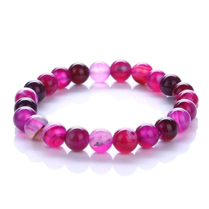Transfer luck Purple Bracelet Chakra Yoga Beads - Rose striped agate - Strand Bracelets
