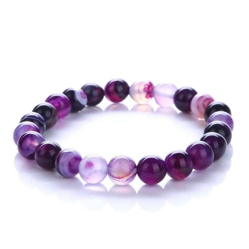 Transfer luck Purple Bracelet Chakra Yoga Beads - Purple striped agate - Strand Bracelets