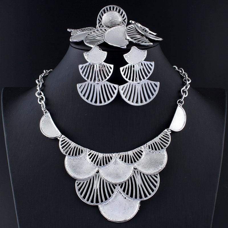 Turkish Leaf Necklace Earrings charm Set - Bridal Jewelry Sets