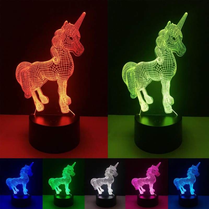 Unicorn Night Lamp 3D Color Change - Controller 7 Color - LED Night Lights