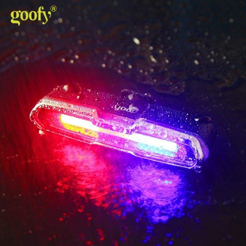 USB Front Rear Rechargeable Bicycle Light - Red Blue - Bicycle Light