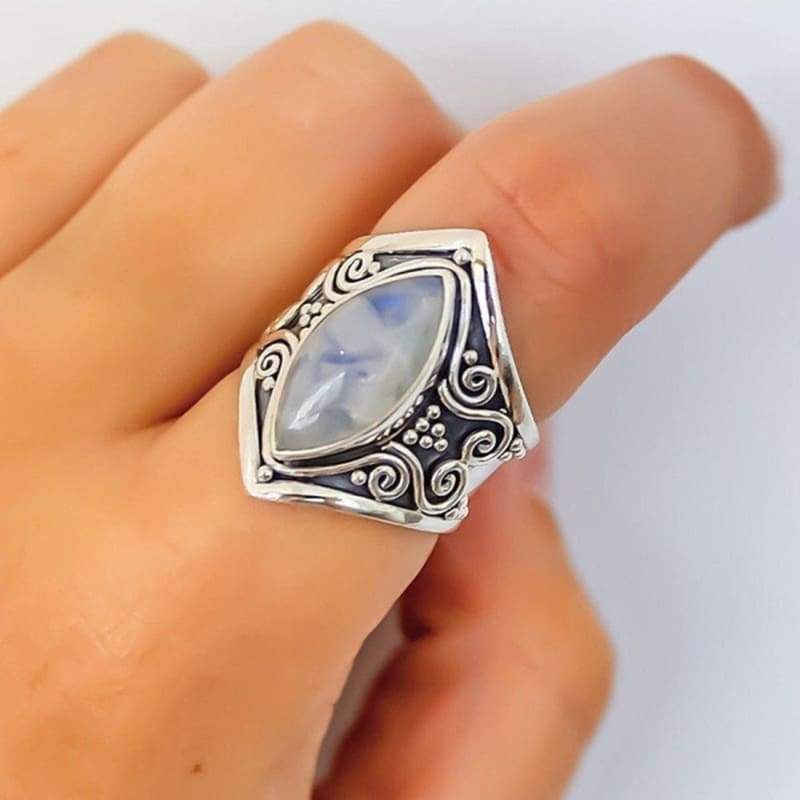 Vintage Big Silver Stone Ring - Rings