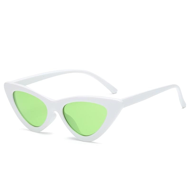 Vintage Women Sunglasses - White frame Green - Sunglasses