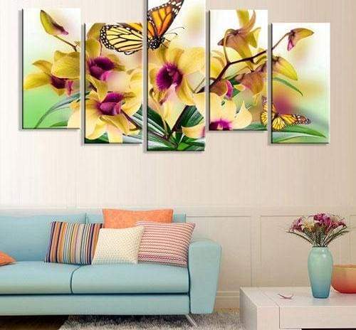 Wall Picture canvas painting HD print - 20x60cmx1 20x40cmx4 / Light Yellow - Painting & Calligraphy