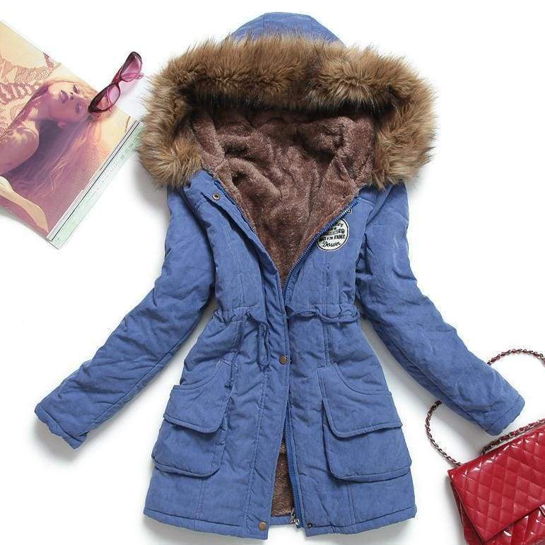 Warm Hooded Parka Women Just For You - Blue / XXL / United States - Parkas