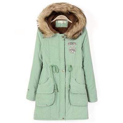 Warm Hooded Parka Women Just For You - Light bean green / XXL / United States - Parkas