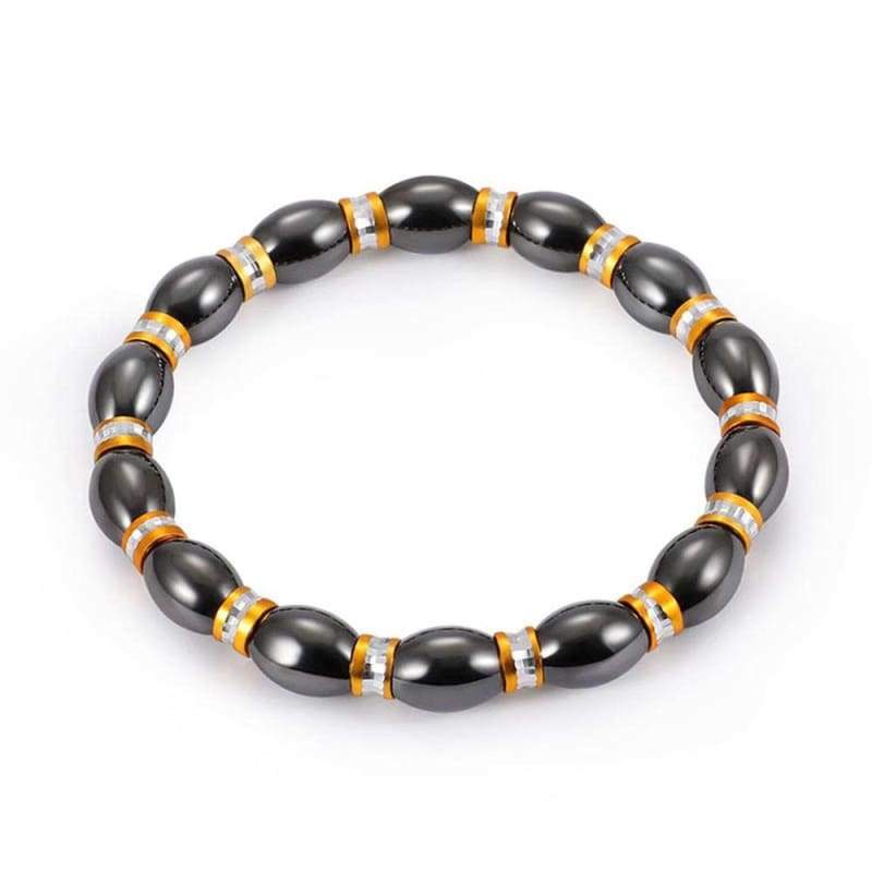 Weight Loss Magnetic Therapy Round Black Stone Bracelet - Design13 - Charm Bracelets