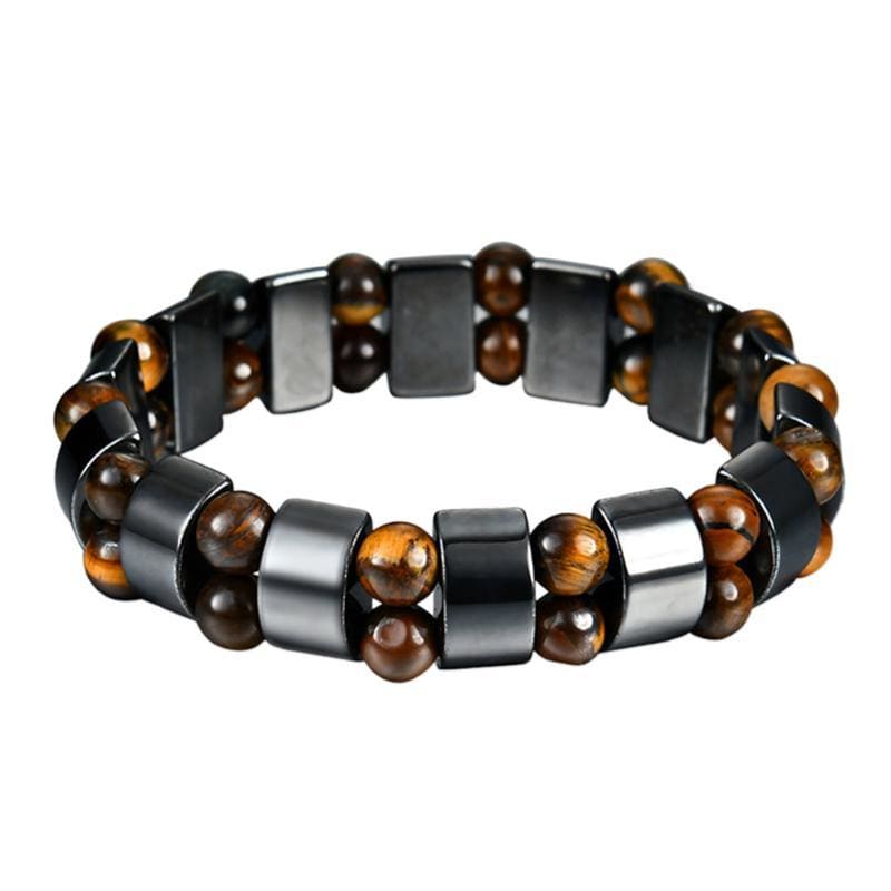 Weight Loss Magnetic Therapy Round Black Stone Bracelet - Design9 - Charm Bracelets