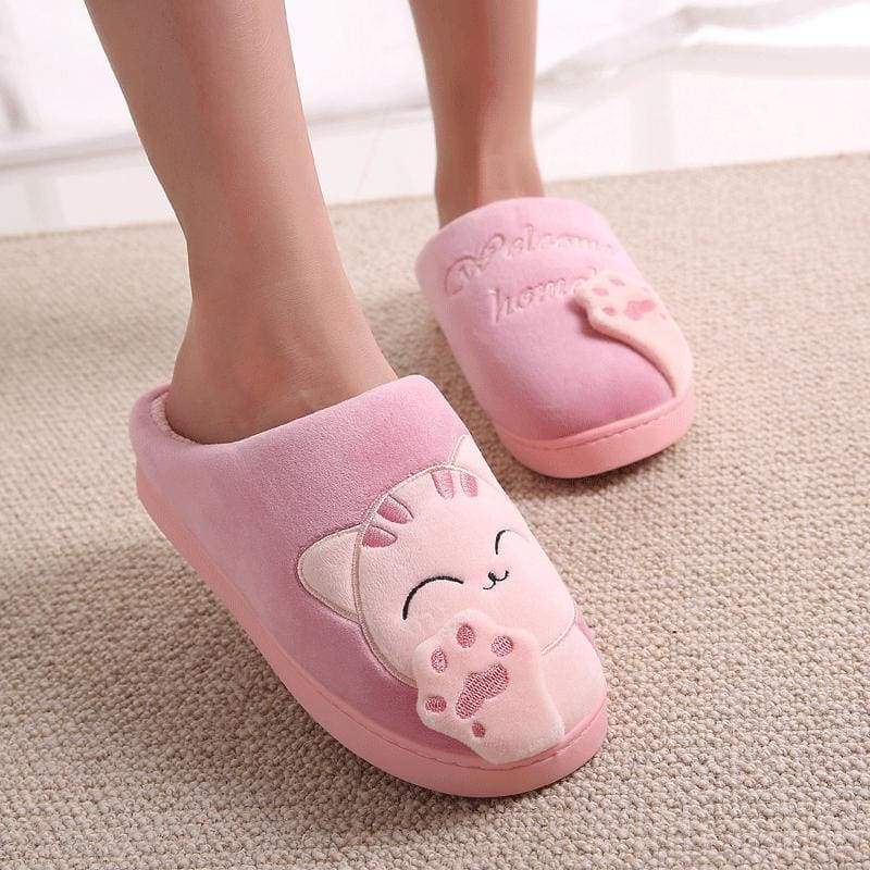 Winter Cartoon Cat Slippers for Home - red / 4.5 - Slippers