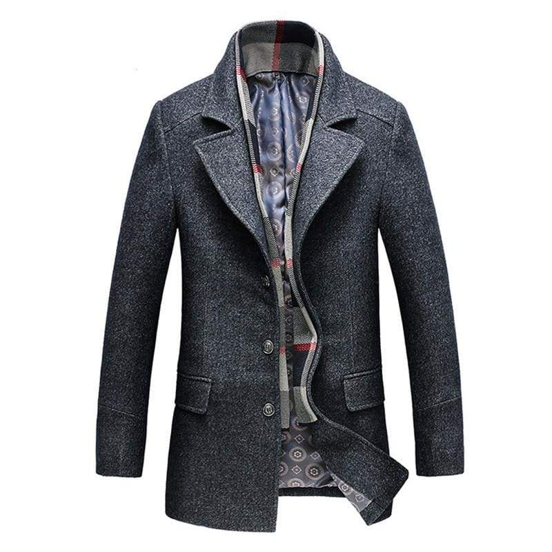 Winter Mens Casual Wool Trench Coat - Wool & Blends