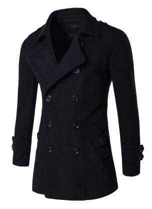Winter Peacoat Mens Jackets And Coats - Black / XS - Wool & Blends