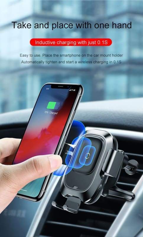 Wireless Car Charger Mount for iPhone Samsung - Wireless Car Charger