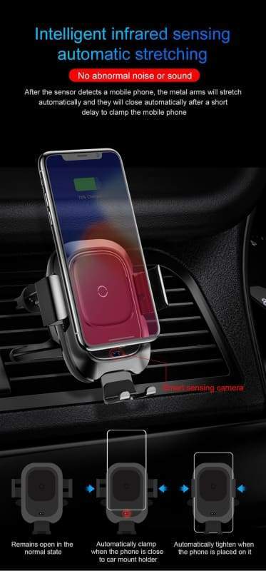Wireless Car Charger Mount for iPhone Samsung - Wireless Car Charger
