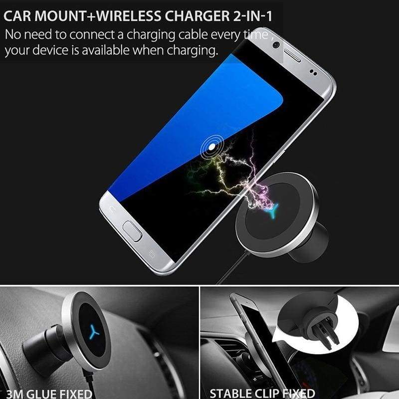 Wireless Car Charger Mount for Samsung iPhone - Wireless Car Charger