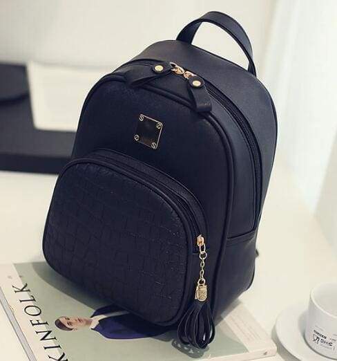 Women Backpack Leather Bags Just For You - Black - Backpacks