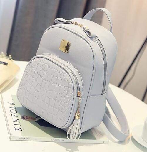 Women Backpack Leather Bags Just For You - Gray - Backpacks