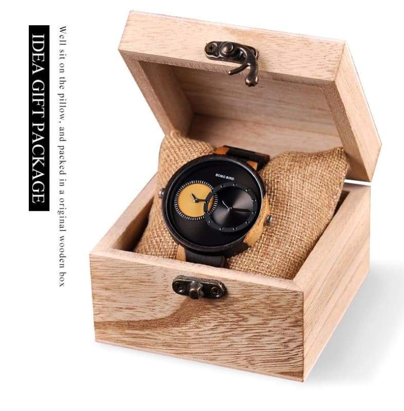 Wooden Watch Quartz 2 Time Zone For Men and Women - Watches