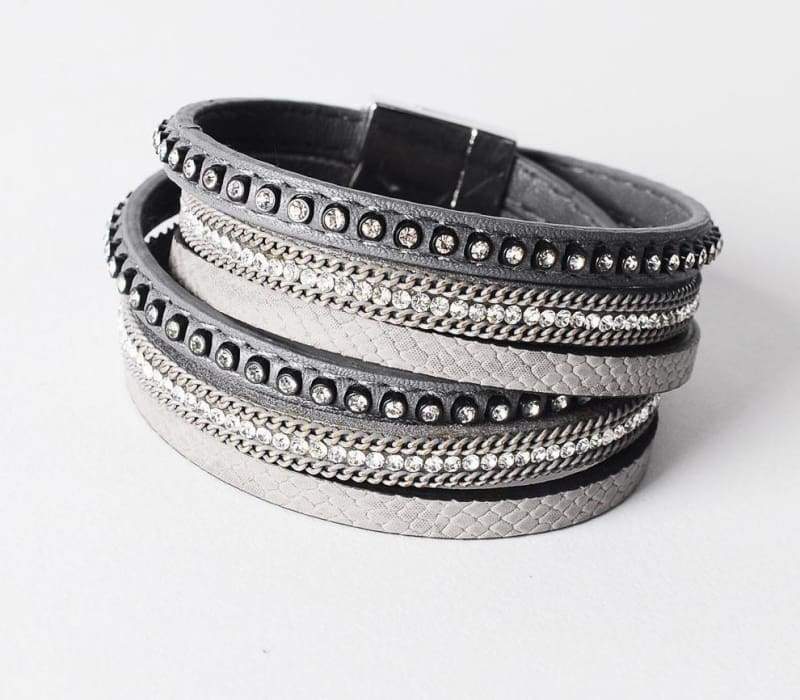 Wrap Leather Bracelet - grey - Wrap Bracelets