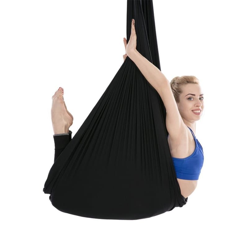 Yoga Hammock Aerial Flying Swing - Black - Gym Fitness