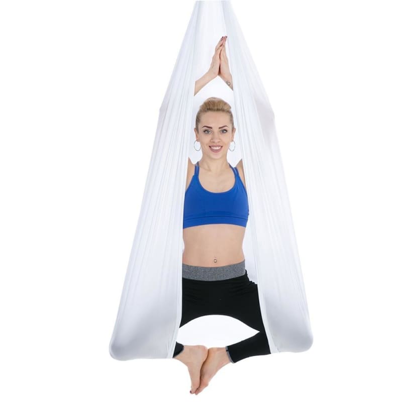 Yoga Hammock Aerial Flying Swing - White - Gym Fitness