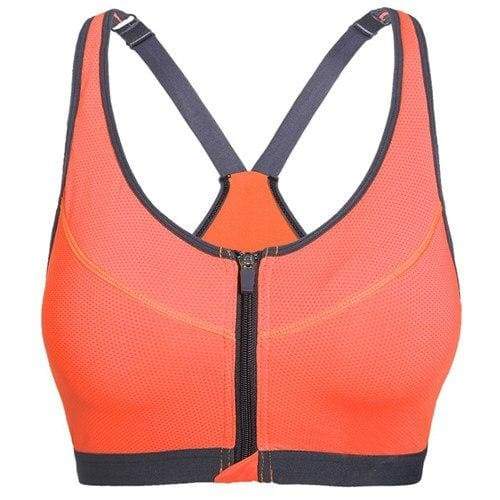Zipper Sports Bra Women Fitness Yoga Bra - Orange / S - Sports Bras