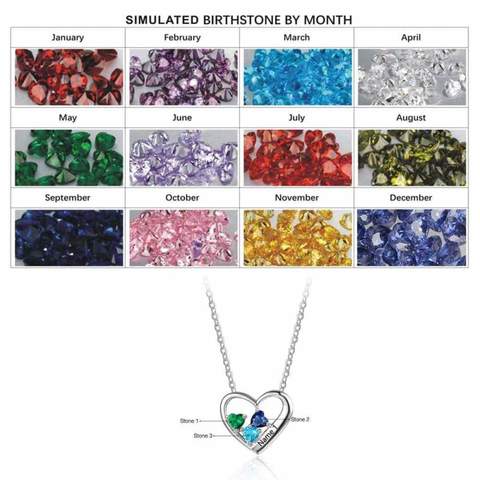 Sterling Silver 3 Birthstone Necklace Pendant