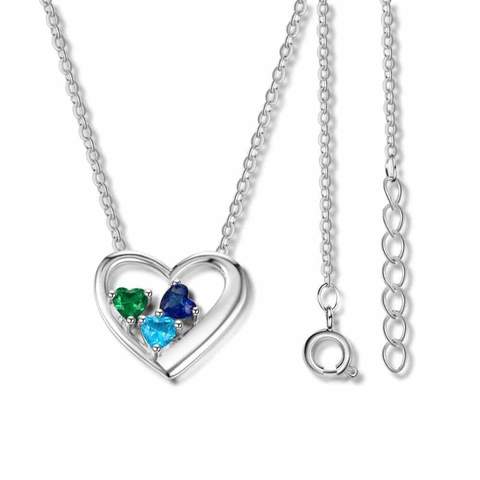 Sterling Silver 3 Birthstone Necklace Pendant